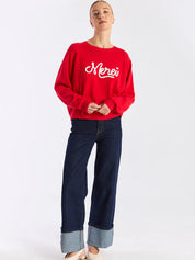 Merci Raglan Crew- Red