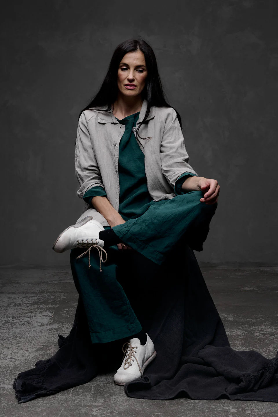 Garden Coat- Light Linen-Black