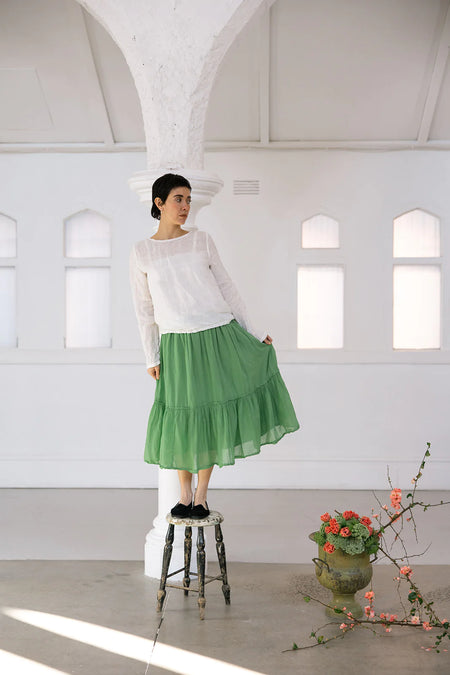 Metta Melbourne Milly Tiered Skirt in Matcha