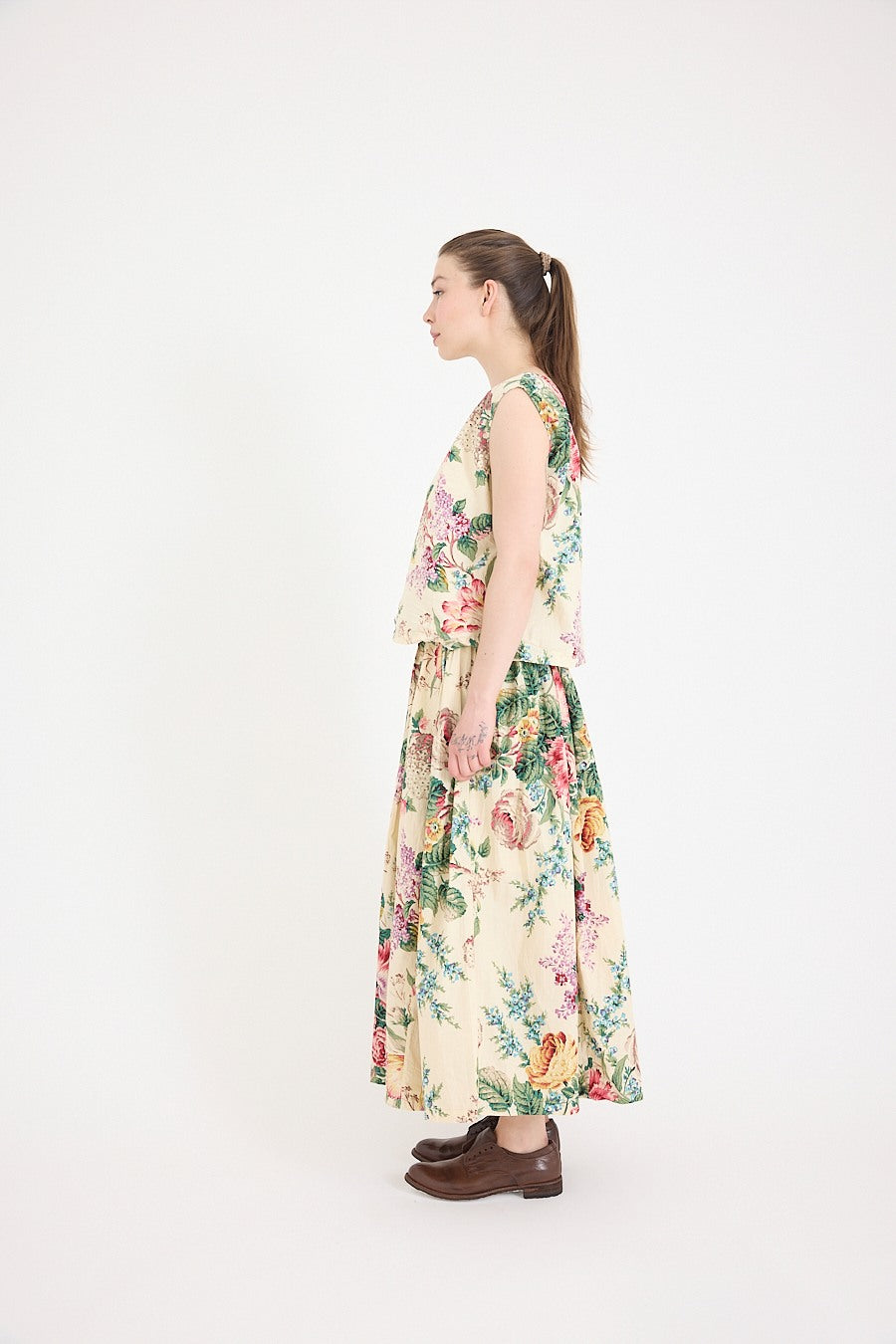Anna Top-Cotton Poplin-Bouquet Print