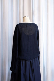 Lilly Top-Light Linen Gauze-Dark Navy