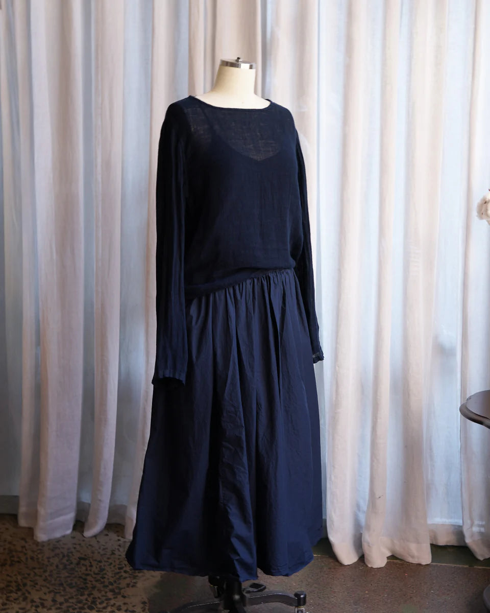 Metta Melbourne Ulla Cotton Poplin Skirt in Dark Navy