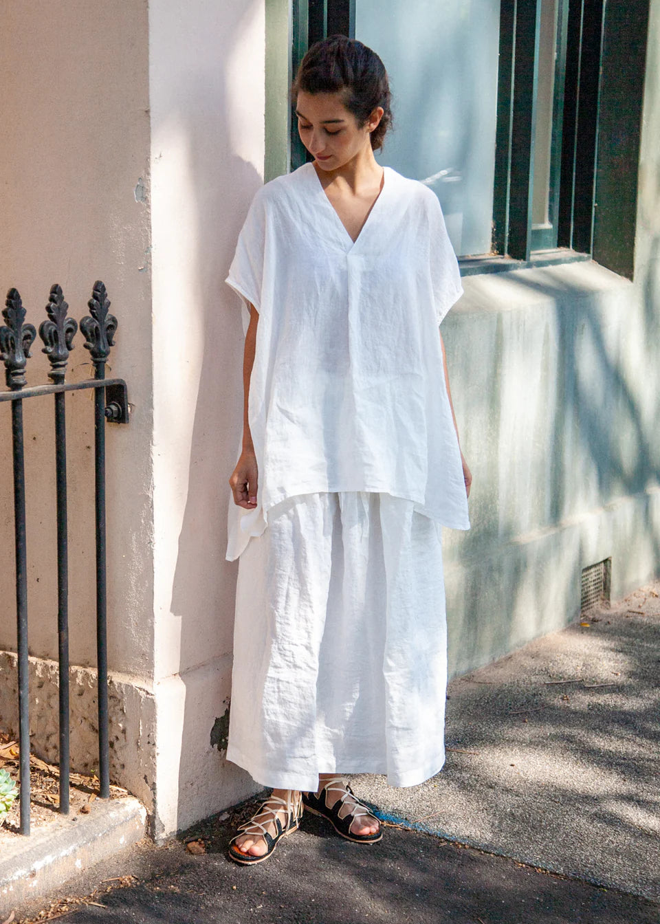 Metta Melbourne Emily Light Linen Skirt-White