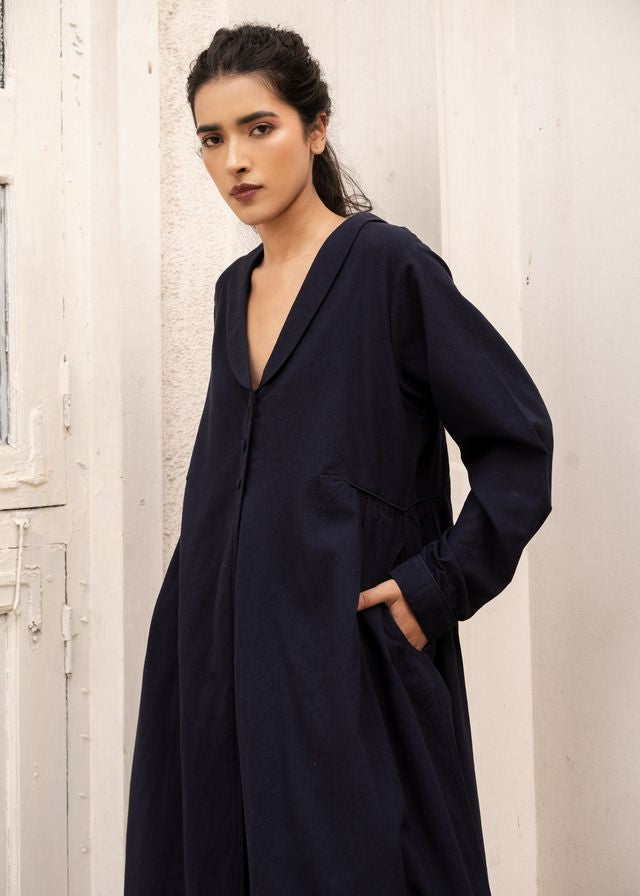Sahana Mihi Long Jacket in Navy