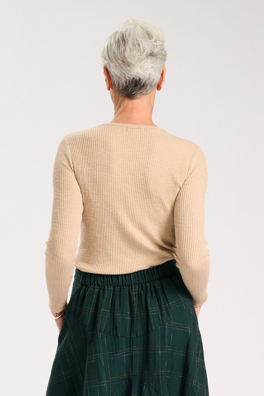 Mila Ribbed Top- Beige