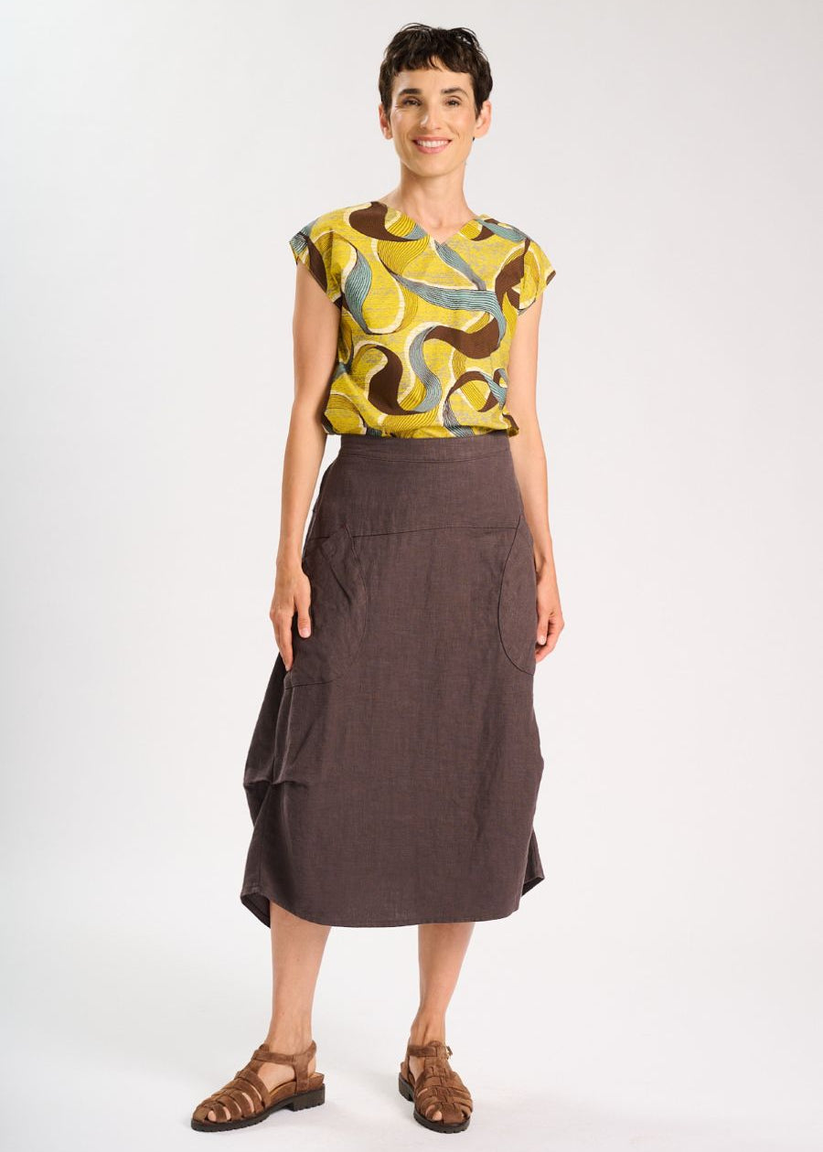 Olga de Polga Milwaukee Fiesta Linen Skirt in Dark Chocolate