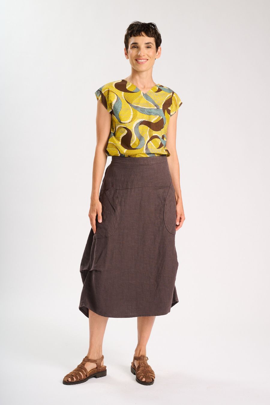 Olga de Polga Milwaukee Fiesta Linen Skirt in Dark Chocolate