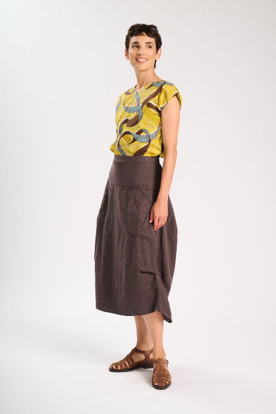 Milwaukee Fiesta Linen Skirt- Chocolate