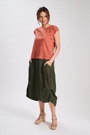 Olga de Polga Milwaukee Fiesta Linen Skirt in Khaki