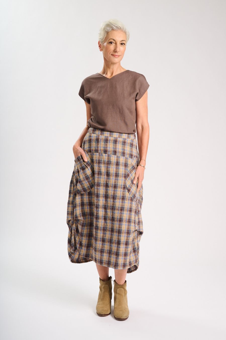 Olga De Polga Milwaukee Freya Skirt in Cookies & Cream Check