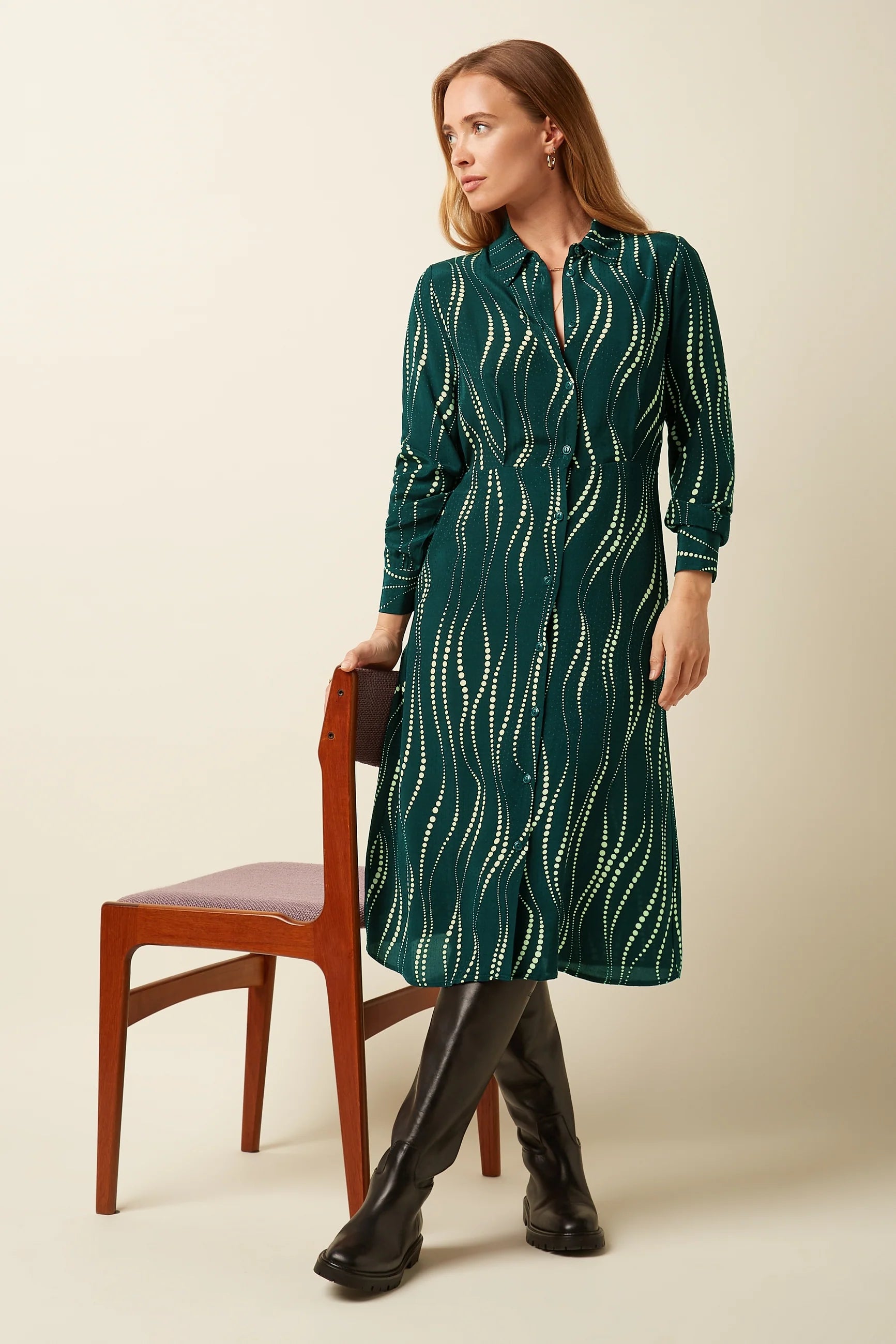 Mina Dress Twirl- Pine Green