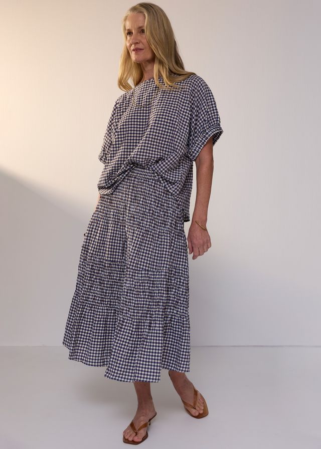 Mira Top- Ink Gingham