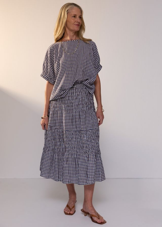 Mira Top- Ink Gingham