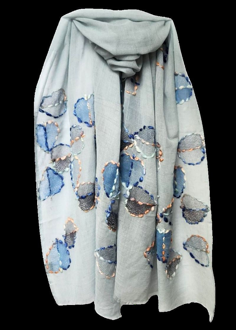 Directions International Misty Blue Wool Scarf
