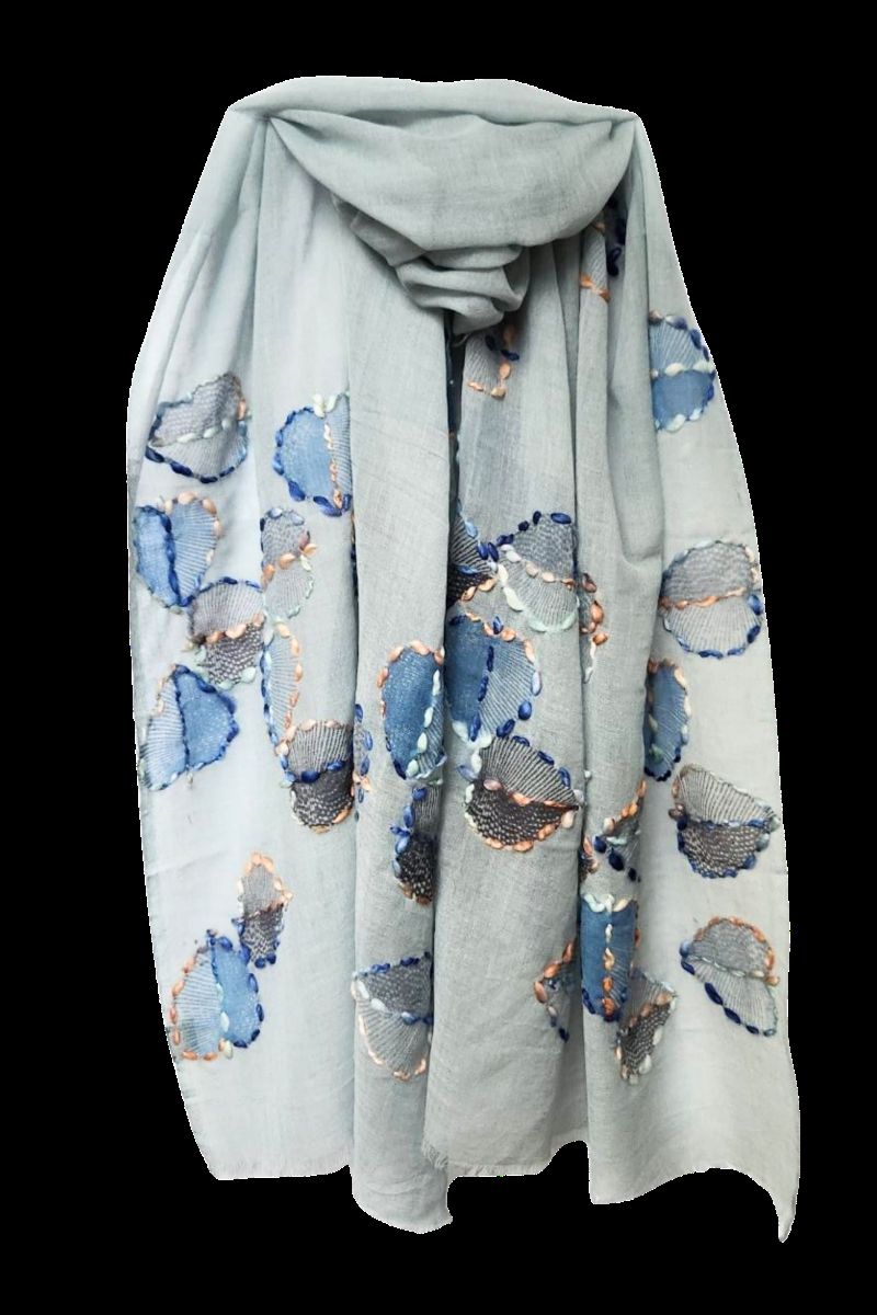 Directions International Misty Blue Wool Scarf