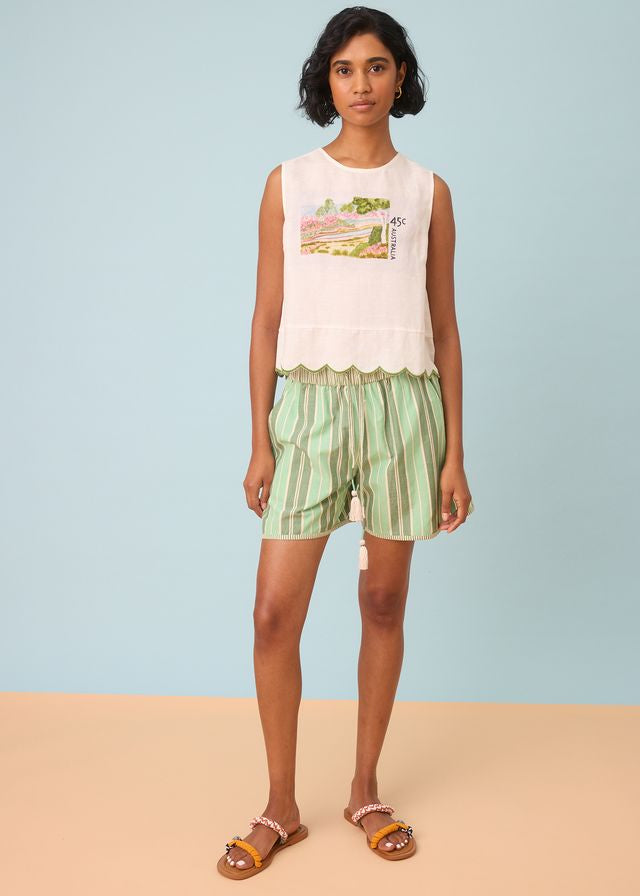 Nancybird Moa Tank with Postage Stamp Print