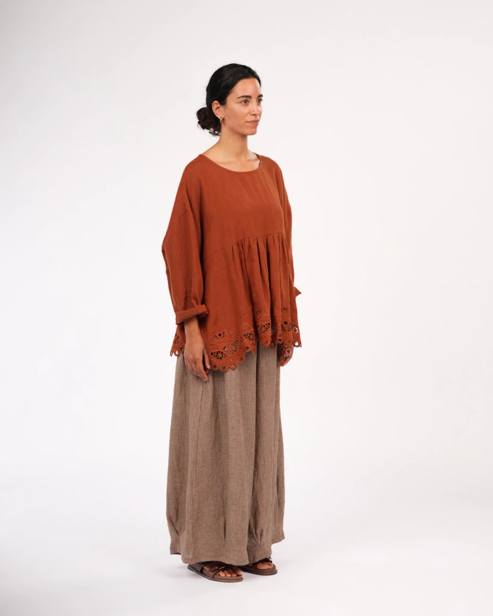 Embroidered French Linen Blouse