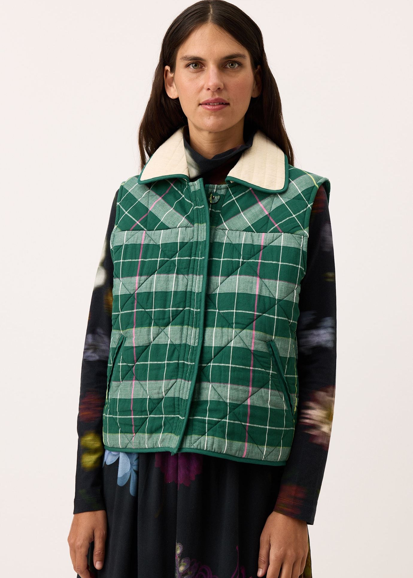 Nancybird Mulla Vest in Fern Check