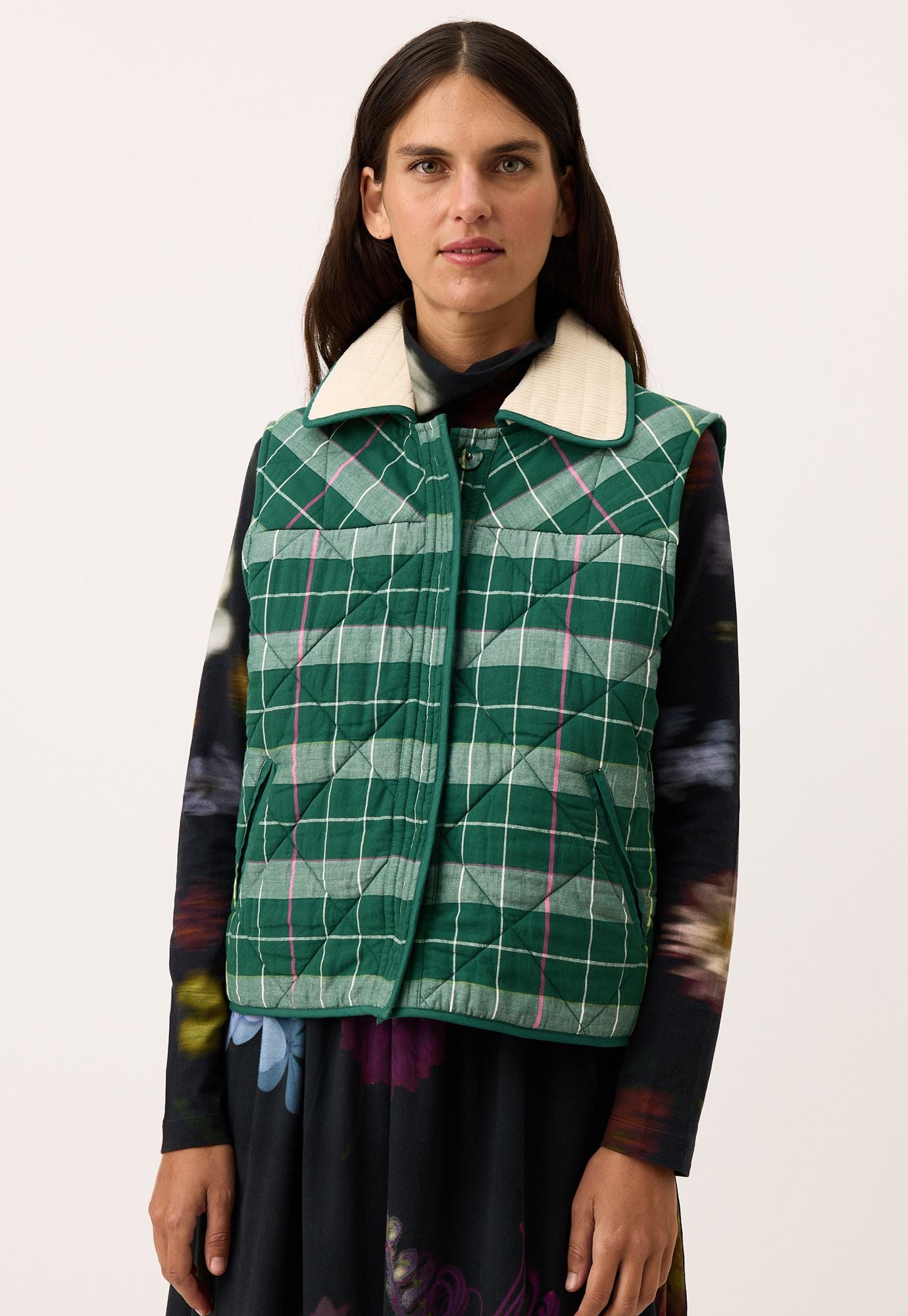 Nancybird Mulla Vest in Fern Check