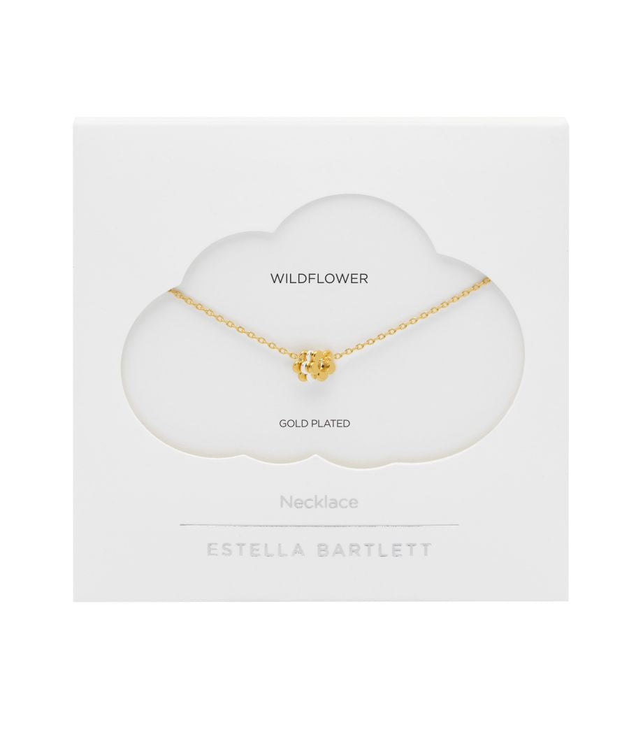 Multi Flower Bead Necklace- Gold