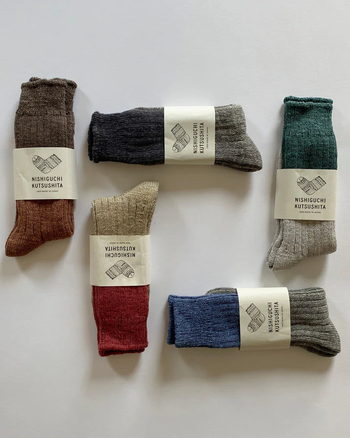 Nishiguchi Kutsushita Boston Wool Cotton Slab Socks