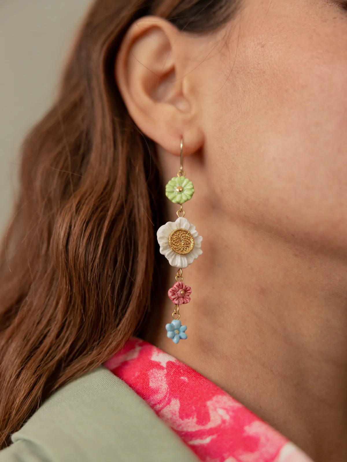 Nach Pendant Floral Earrings