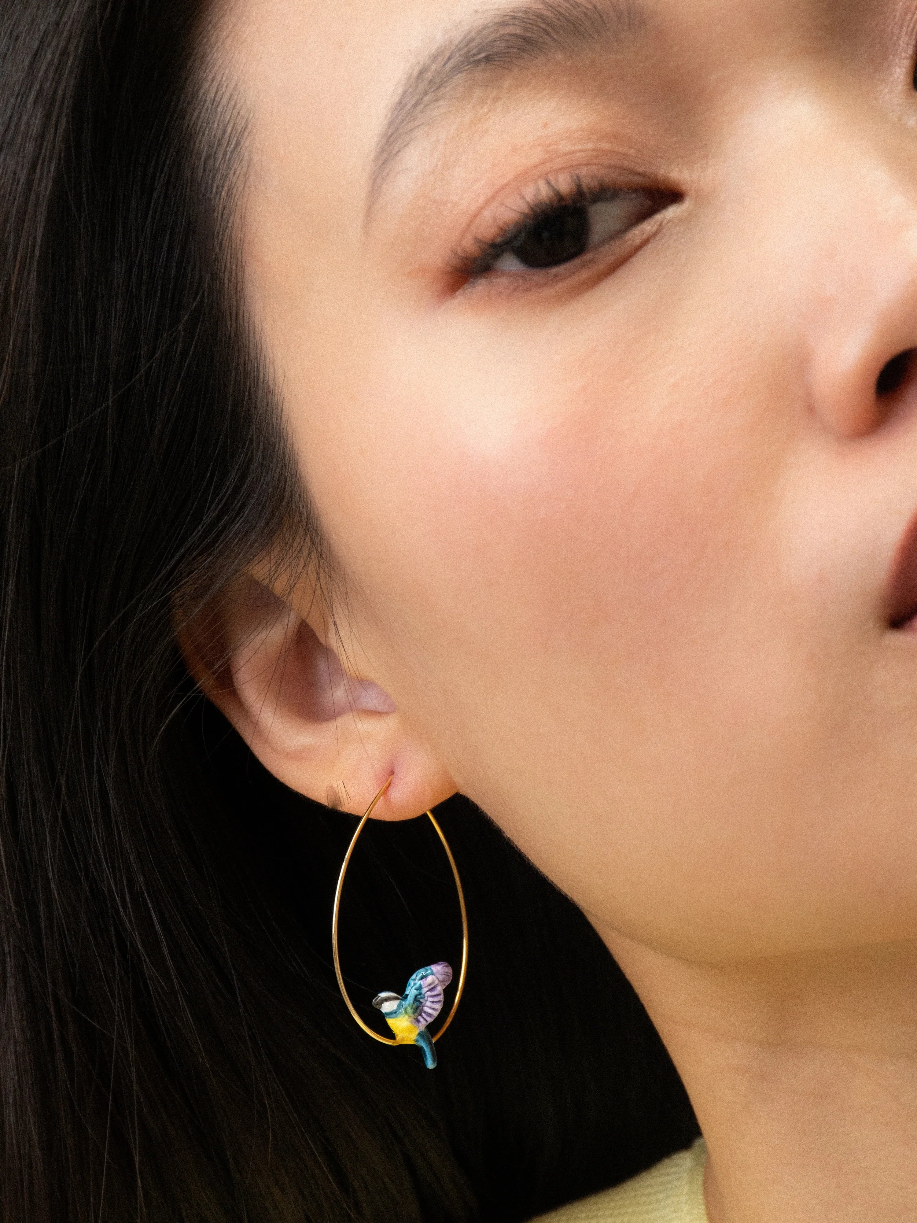 Nach Bijoux Creole Hoop Earrings- Titmouse in Flight