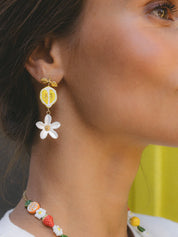 Lemon & Flower Drop Earrings