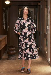 Nancybird Alba Shirt Dress in Pink Hydrangea