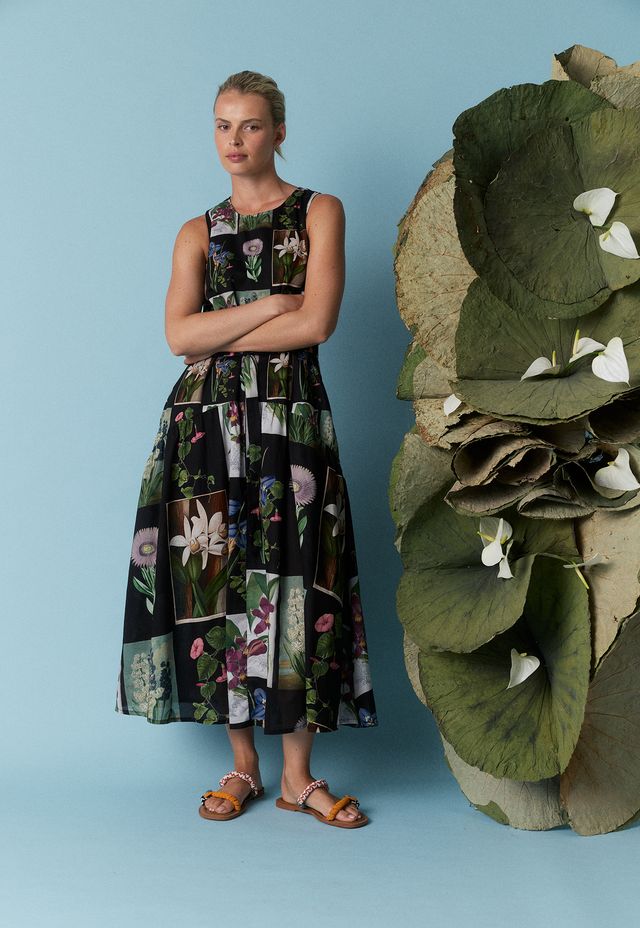 Clementine Dress- Charcoal Archive Floral