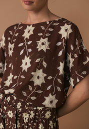 Dolman Top- Ochre Flower