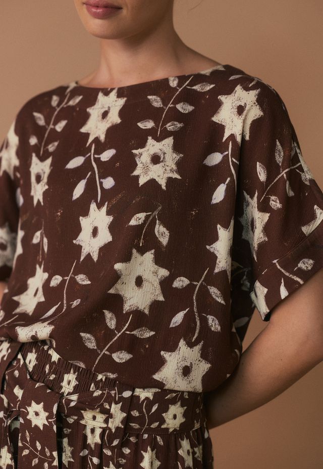 Dolman Top- Ochre Flower