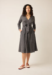 Lily Wrap Tie Dress- Smoky Check