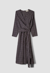 Lily Wrap Tie Dress- Smoky Check
