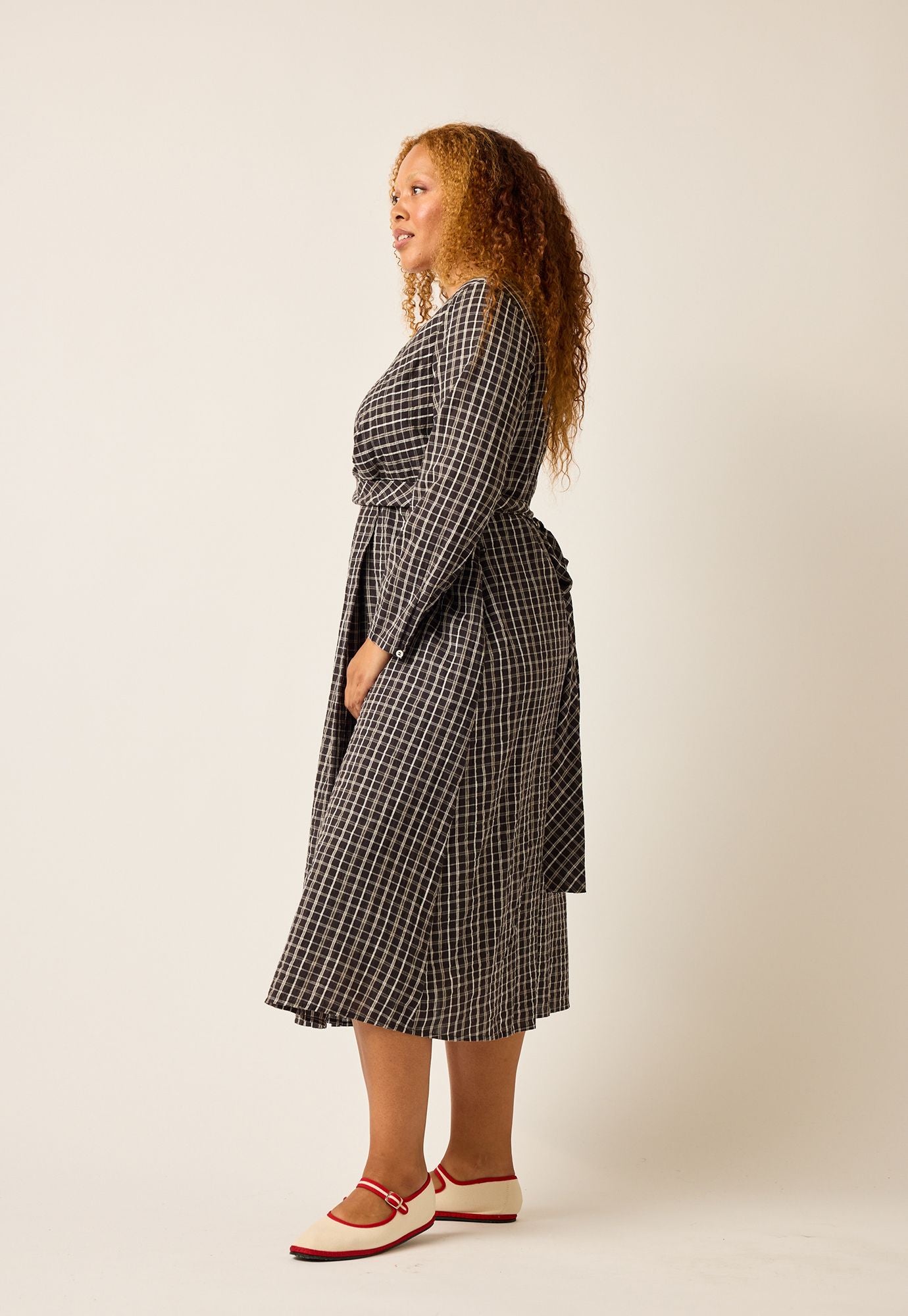 Lily Wrap Tie Dress- Smoky Check