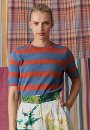 Rana Knit Tee- Terracotta Stripe