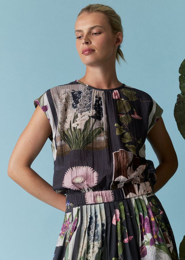Nancybird Sabrina Top Charcoal Archive Floral