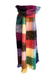 Directions International Nobody Gets Me Mohair blend Check Scarf in Fuchsia