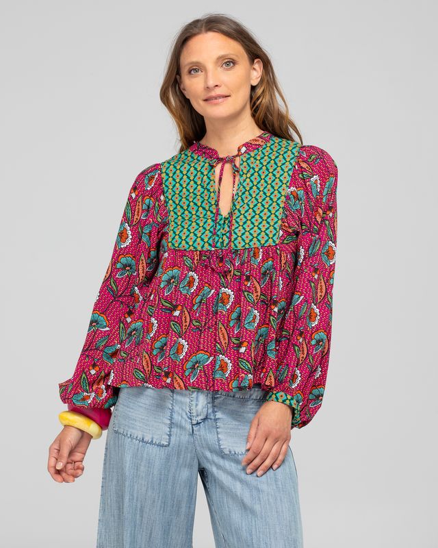 Boom Shankar Noel Top in Spliced Toluca Print