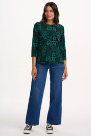 Noor Jersey Top- Doodle Checkerboard