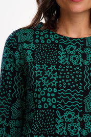 Noor Jersey Top- Doodle Checkerboard