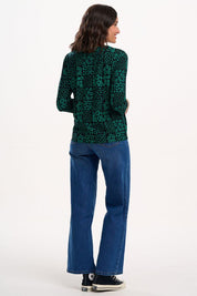 Noor Jersey Top- Doodle Checkerboard