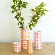 Small Vase- Pink & Orange Gingham