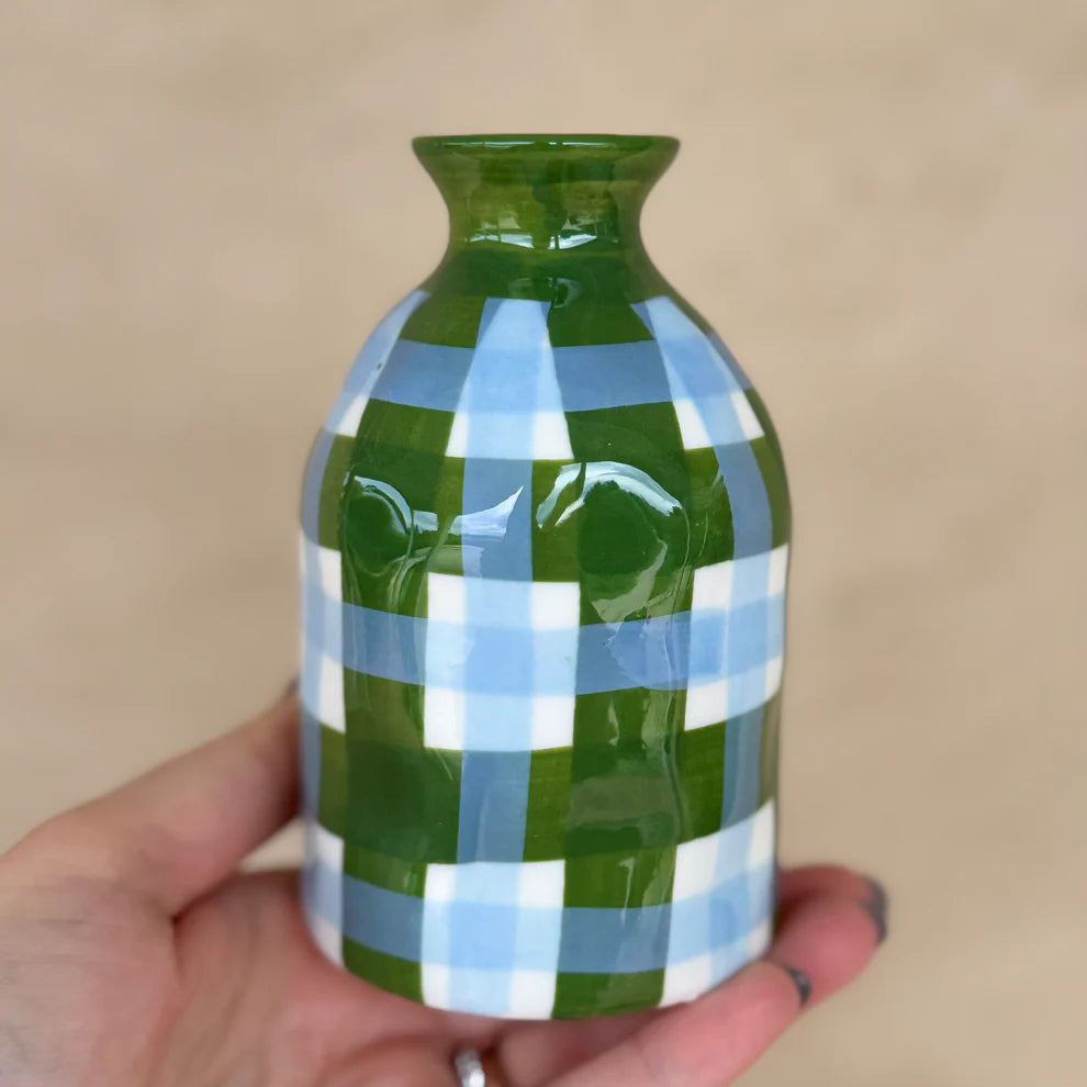 Noss & Co Bud Vase in Emerald & Cornflower Blue