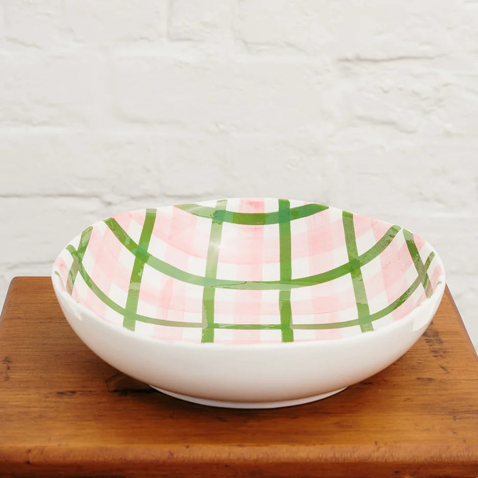 Salad Bowl- Pink & Green Gingham