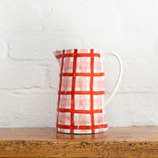 Noss & Co Medium Jug in ose Pink & Red Gingham