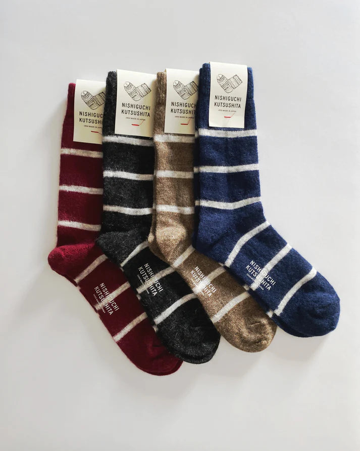 Nishiguchi Kutsushita Oslo Mohair Border Socks