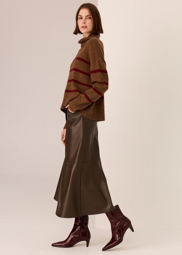 Astor Stripe Knit- Toffee/Wine