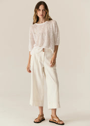 Carsen Crop Pant- Ecru