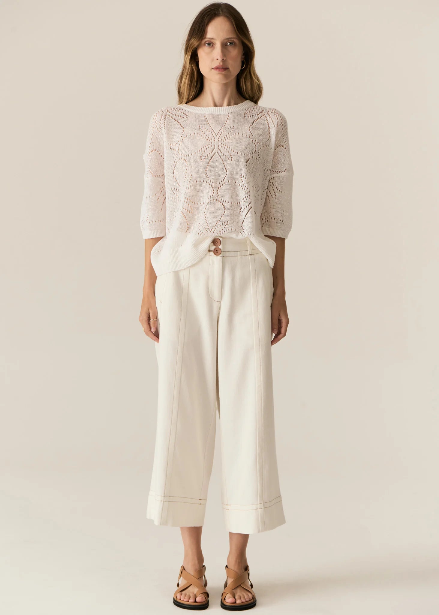 Carsen Crop Pant- Ecru